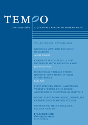 Tempo Volume 63 - Issue 250 -