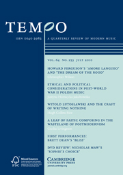 Tempo Volume 64 - Issue 253 -