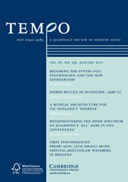 Tempo Volume 65 - Issue 255 -