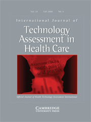 International Journal of Technology Assessment in Health Care Volume 24 - Issue 4 -