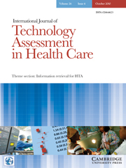 International Journal of Technology Assessment in Health Care Volume 26 - Issue 4 -
