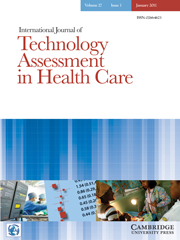 International Journal of Technology Assessment in Health Care Volume 27 - Issue 1 -