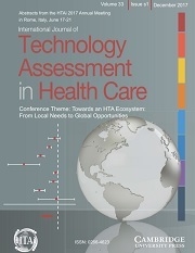 International Journal of Technology Assessment in Health Care Volume 33 - Special IssueS1 -  Conference Theme: Towards an HTA Ecosystem: From Local Needs to Global Opportunities