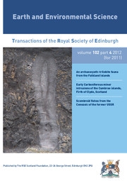 Earth and Environmental Science Transactions of The Royal Society of Edinburgh Volume 102 - Issue 4 -