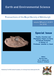 Earth and Environmental Science Transactions of The Royal Society of Edinburgh Volume 109 - Issue 1-2 -  Fossils, Function and Phylogeny: Papers on Early Vertebrate Evolution in Honour of Professor Jennifer A. Clack