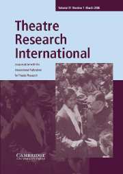 Theatre Research International Volume 31 - Issue 1 -