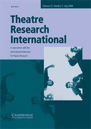 Theatre Research International Volume 33 - Issue 2 -