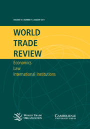 World Trade Review Volume 10 - Issue 1 -  Special Issue: Seventh report of the American Law Institute project on World Trade Organization Case Law covering 2009