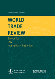 World Trade Review Volume 11 - Issue 2 -  Special Issue: Eighth report of the American Law Institute project on World Trade Organization Case Law covering 2010