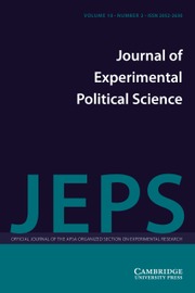 Journal of Experimental Political Science Volume 10 - Issue 2 -