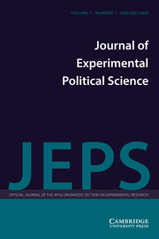 Journal of Experimental Political Science Volume 7 - Issue 1 -