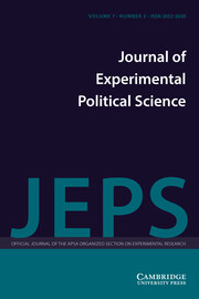 Journal of Experimental Political Science Volume 7 - Issue 2 -