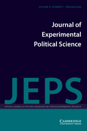 Journal of Experimental Political Science Volume 8 - Issue 1 -